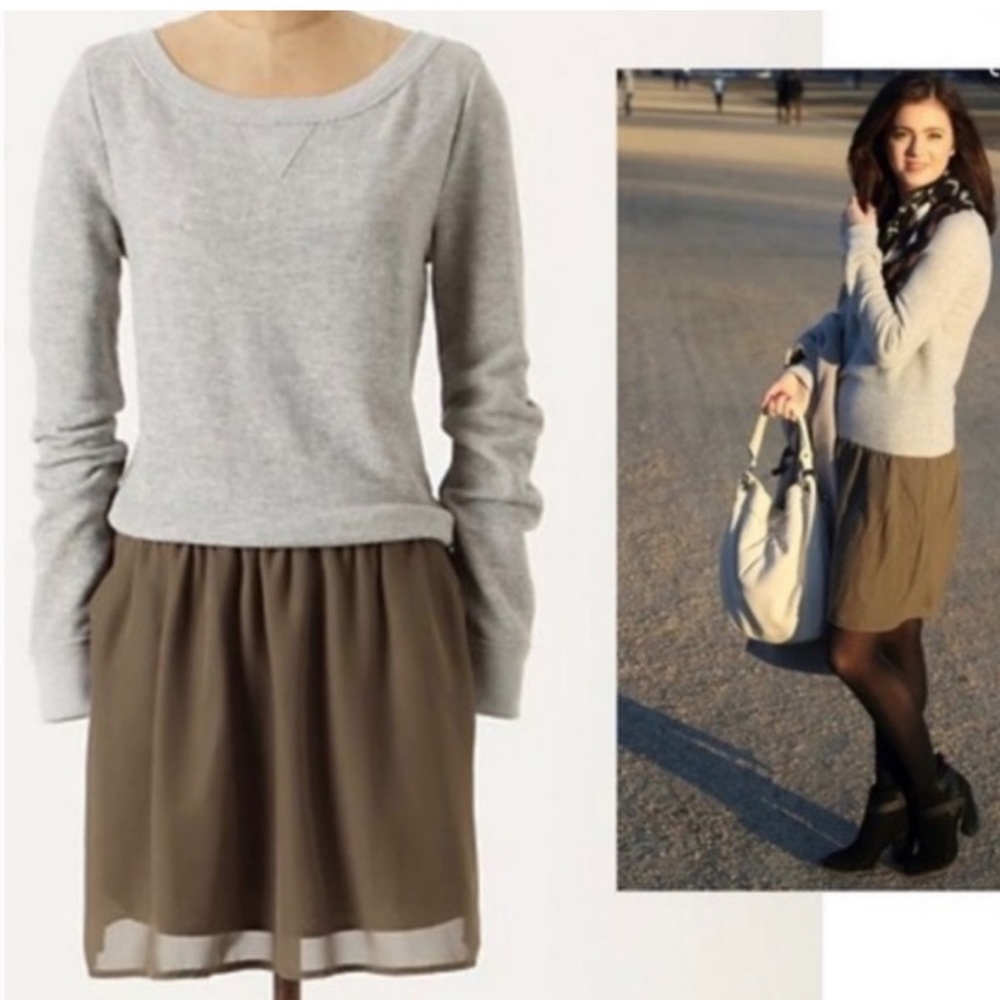 Anthropologie Deletta Gray Green Long Sleeve Sweater Dress Women's Size M. E